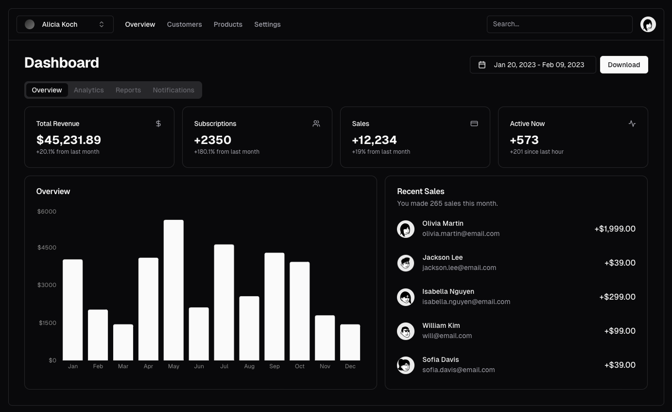 AI agent dashboard interface